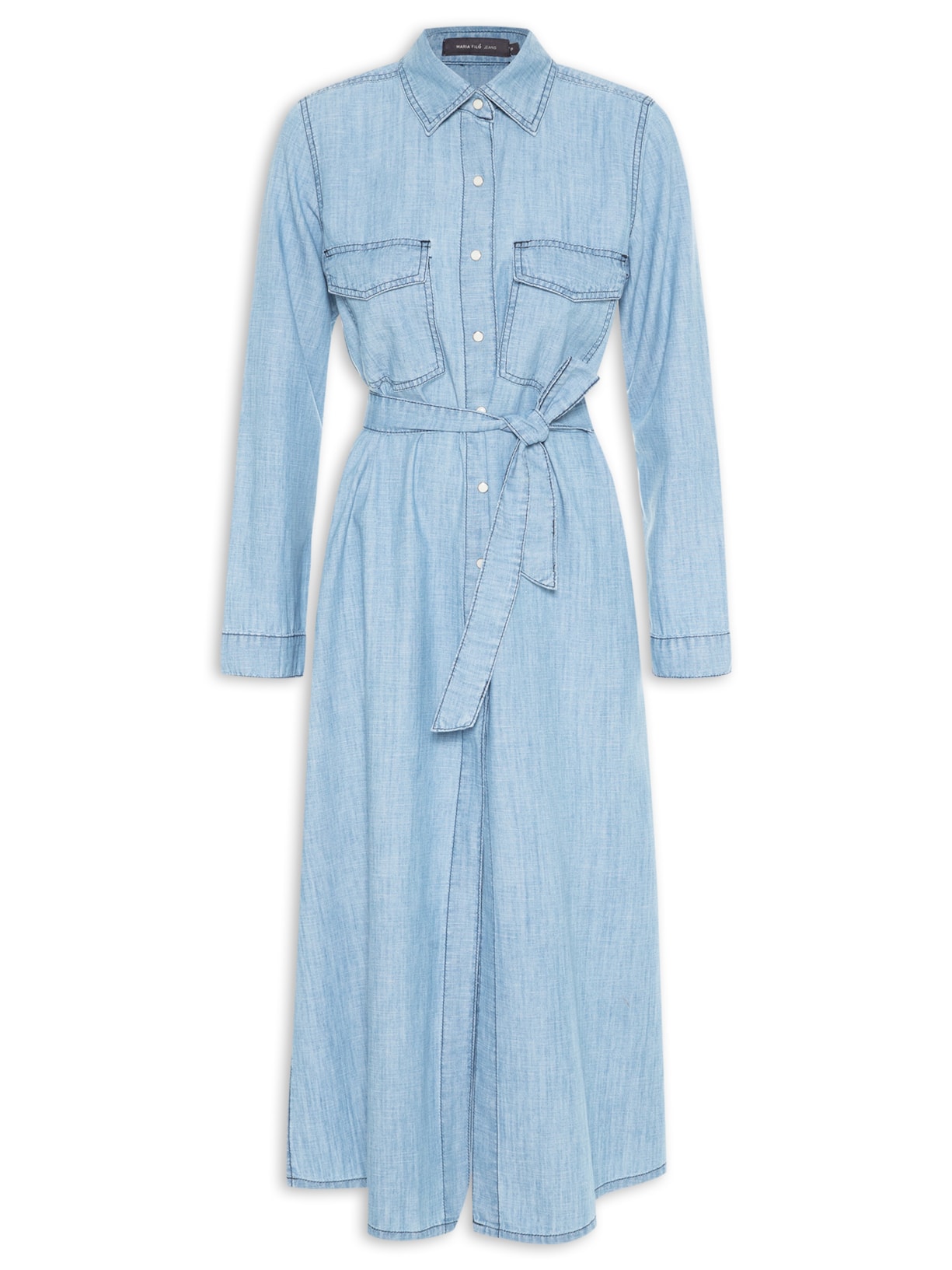 Vestido Jeans Midi Chemise - Azul