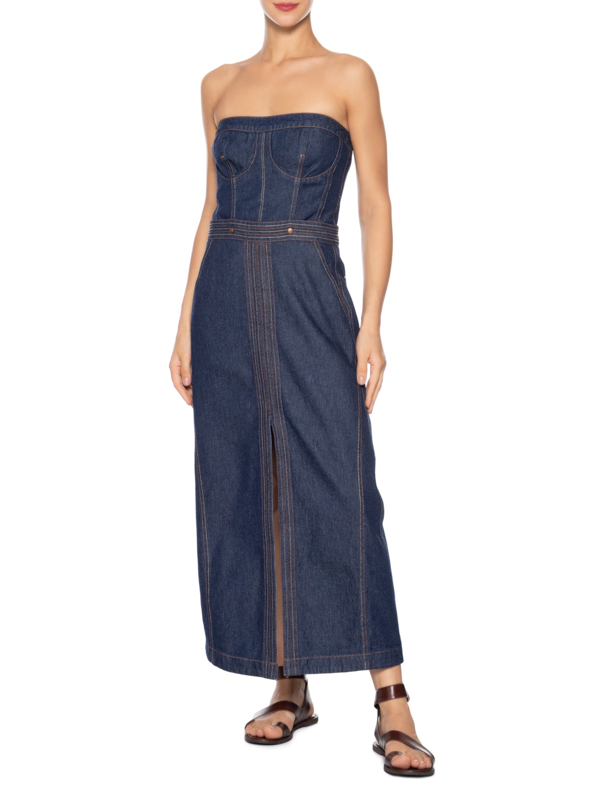 Vestido Jeans Pespontos 3 Em 1 Azul Dress To