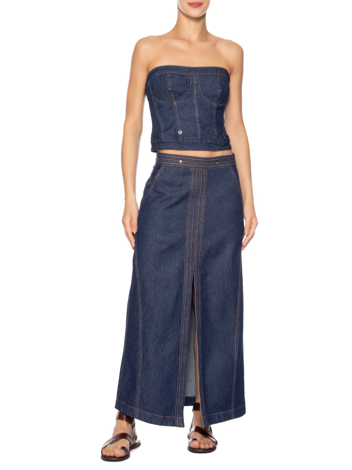 Vestido Jeans Pespontos 3 Em 1 Azul Dress To