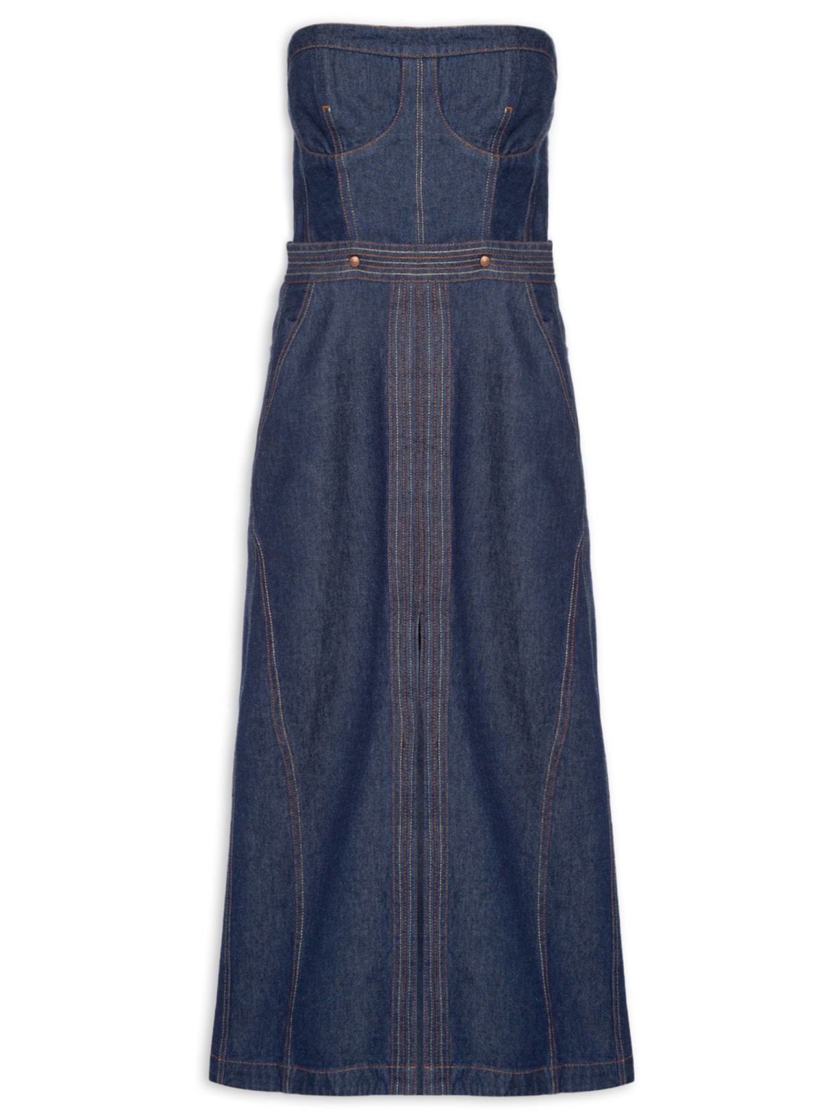 Vestido Jeans Pespontos 3 Em 1 - Azul