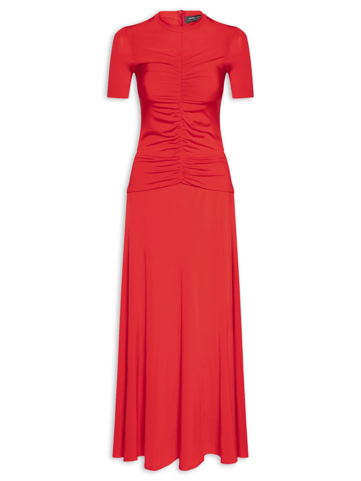 Vestido Jersey Centro Franzido Nesgas Vermelho Andrea Marques