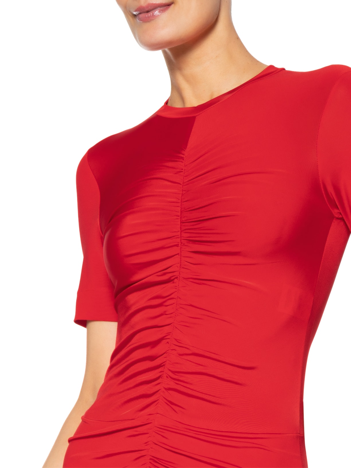 Vestido Jersey Centro Franzido Nesgas Vermelho Andrea Marques