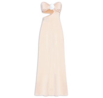 Vestido Jersey Com Concha - Bege