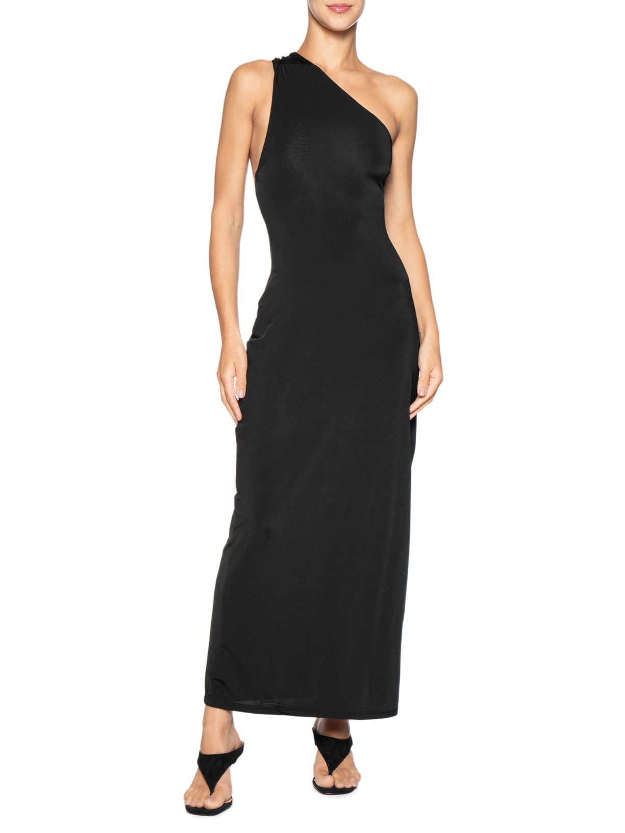 Vestido Jersey Um Ombro Só Preto Animale Jeans