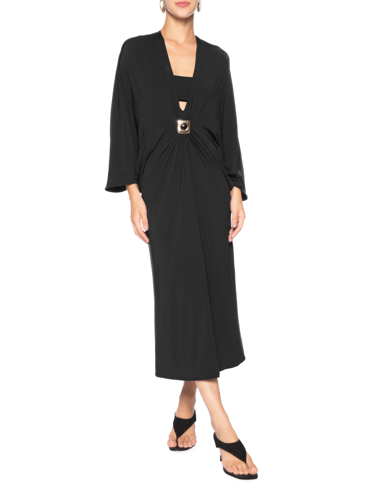 Vestido Kaftan Alana Preto Iorane + Silvia Braz