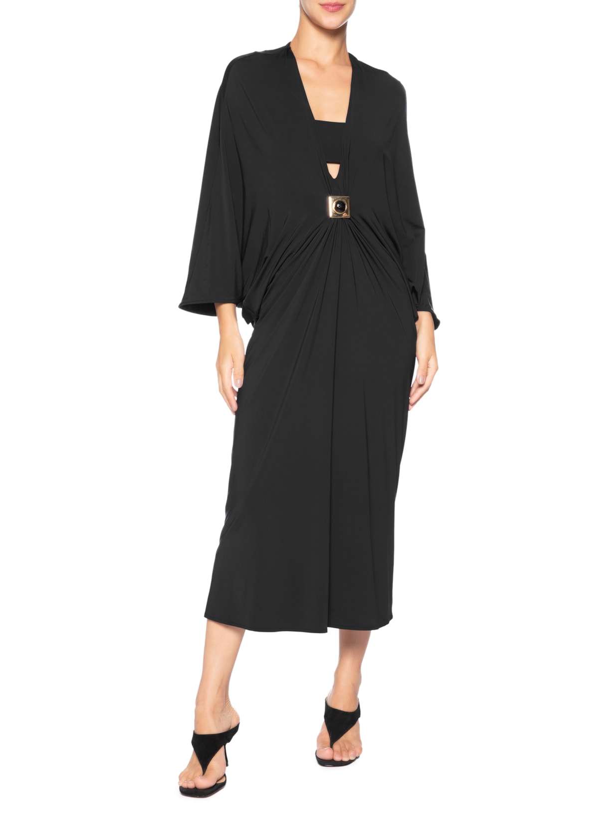 Vestido Kaftan Alana Preto Iorane + Silvia Braz