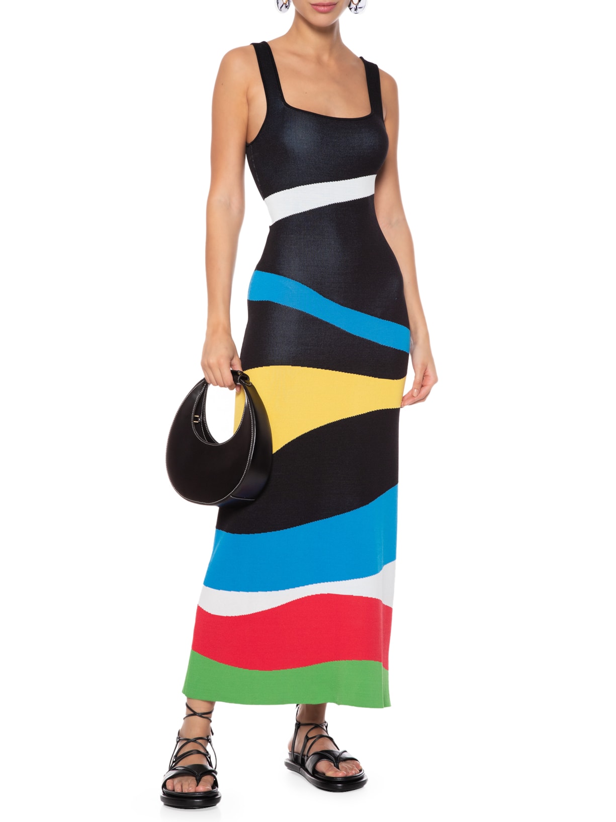 Vestido Katie Marble Wave Preto Staud