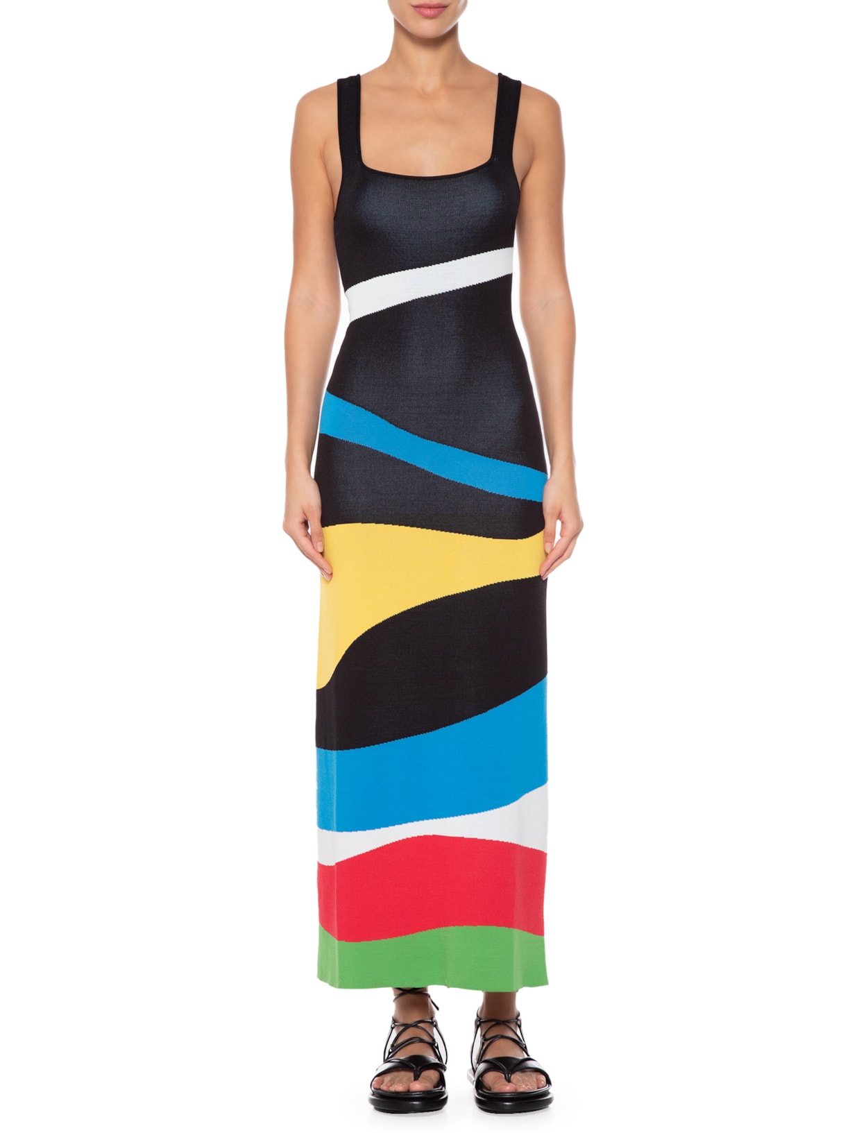 Vestido Katie Marble Wave Preto Staud