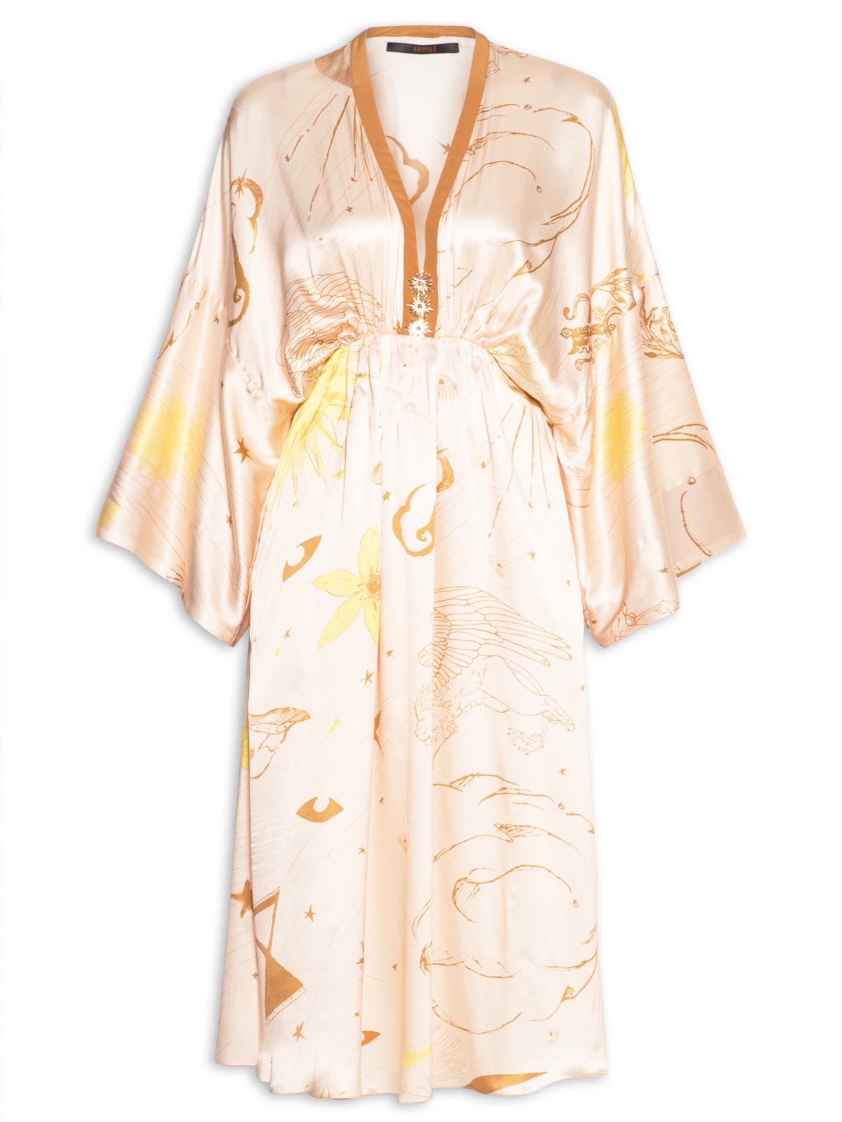 Vestido Kimono Abstrato Místico - Rosa