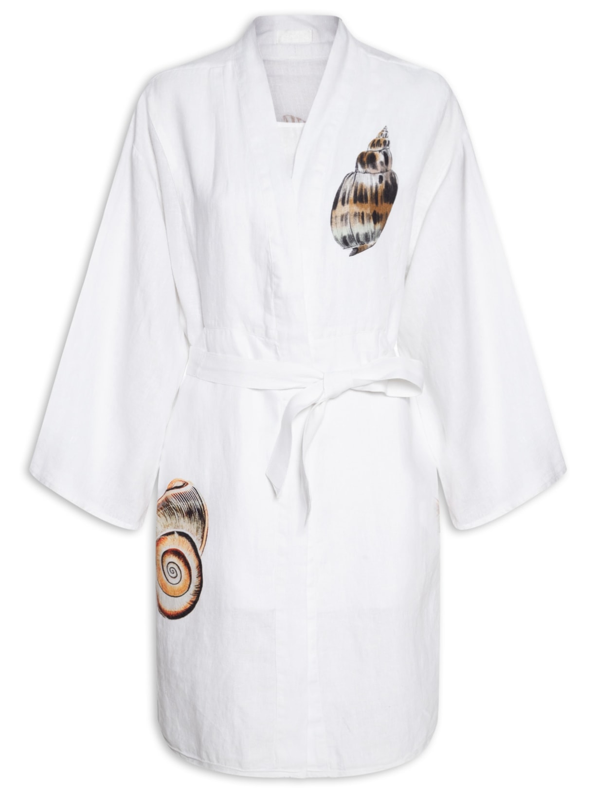 Vestido Kimono Concha Tex Color Linho - Branco