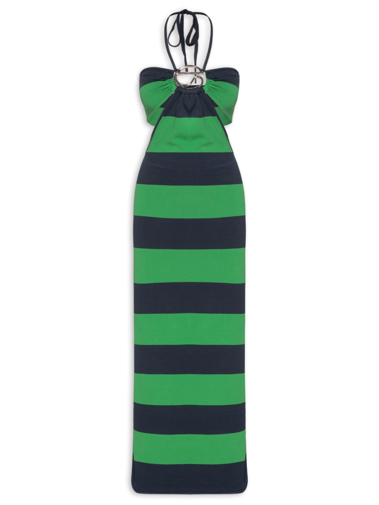 Vestido Knitted Striped Halter - Verde
