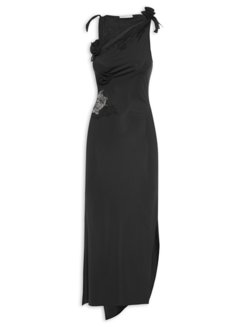 Vestido Lace Flower Gown - Preto