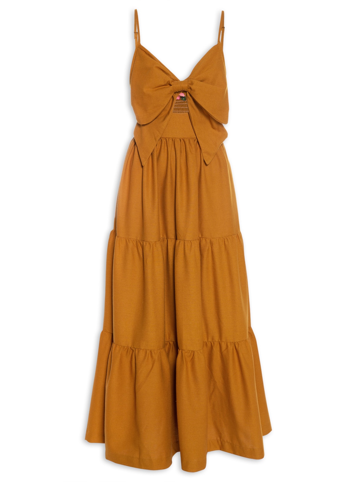 Vestido Laço Marias Midi - Marrom