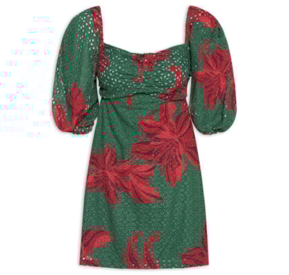 Vestido Laise Estampa Botânico - Verde