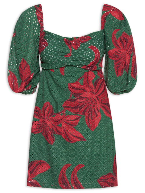 Vestido Laise Estampa Botânico - Verde