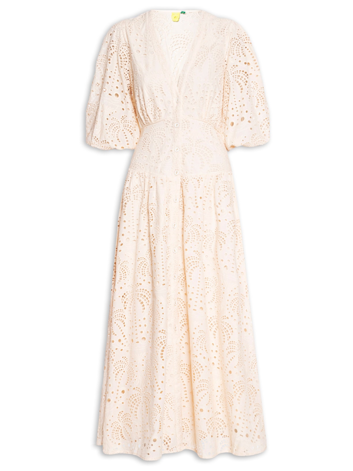 Vestido Laise Flor de Cacto - Off White