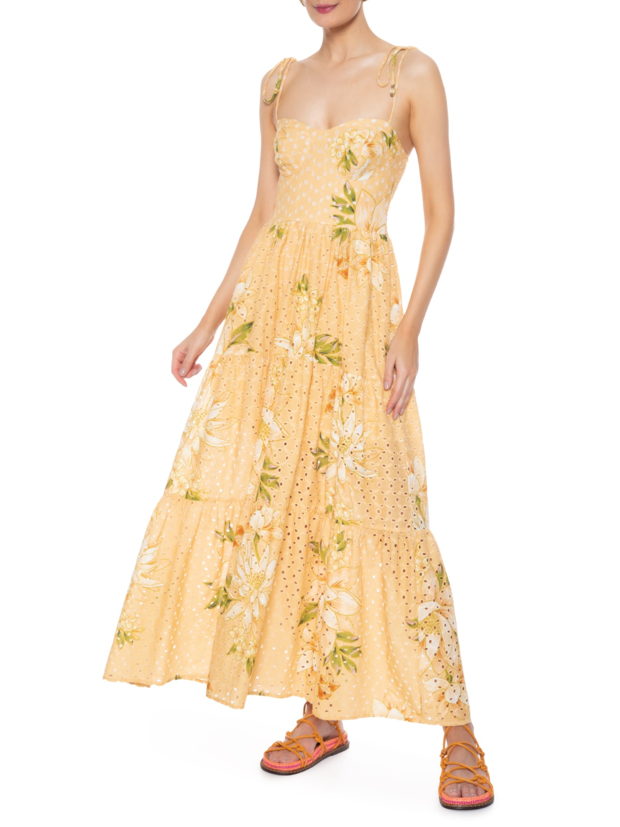 Vestido Laise Floral Magia Amarelo Farm