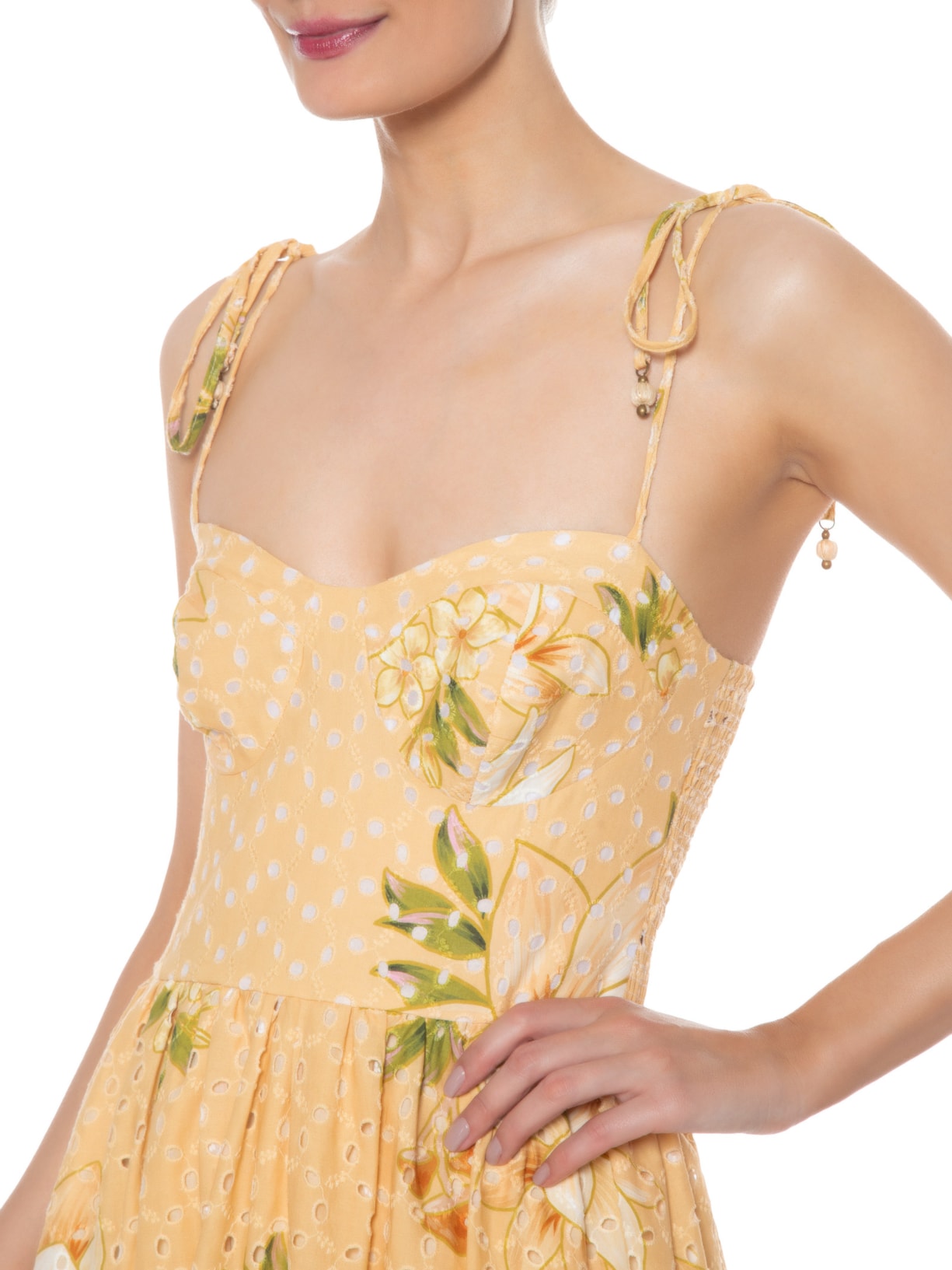 Vestido Laise Floral Magia Amarelo Farm