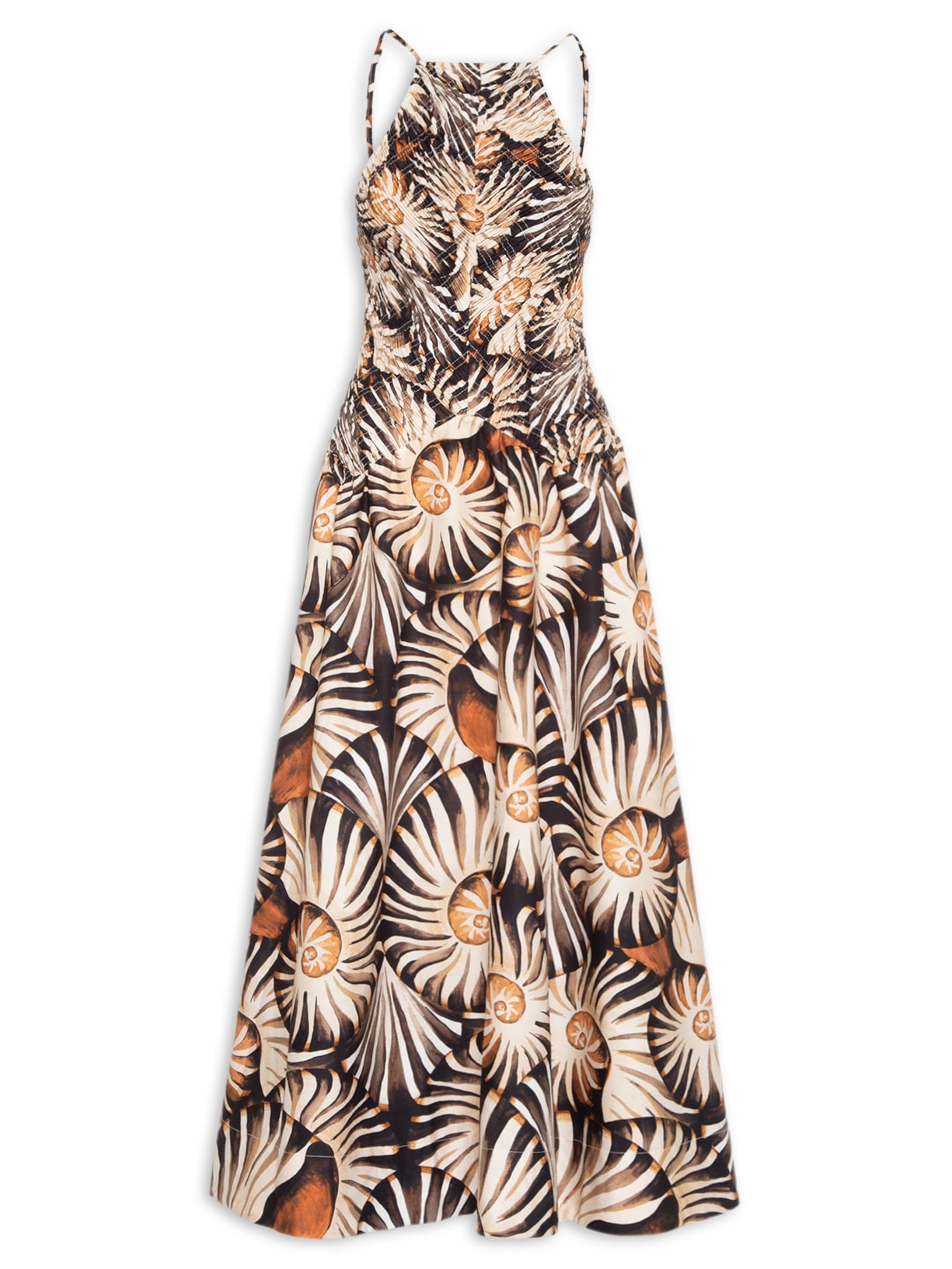 Vestido Lastex Mar De Concha - Marrom