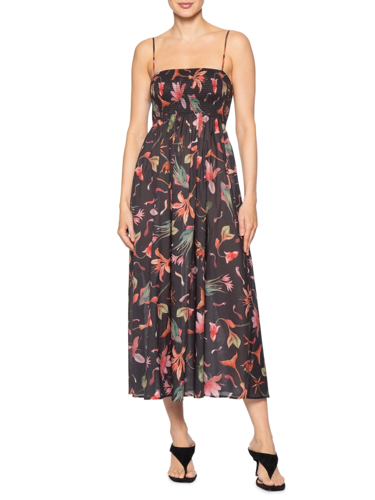 Vestido Lastex Midi Fishbloom Plum Preto Animale Resort