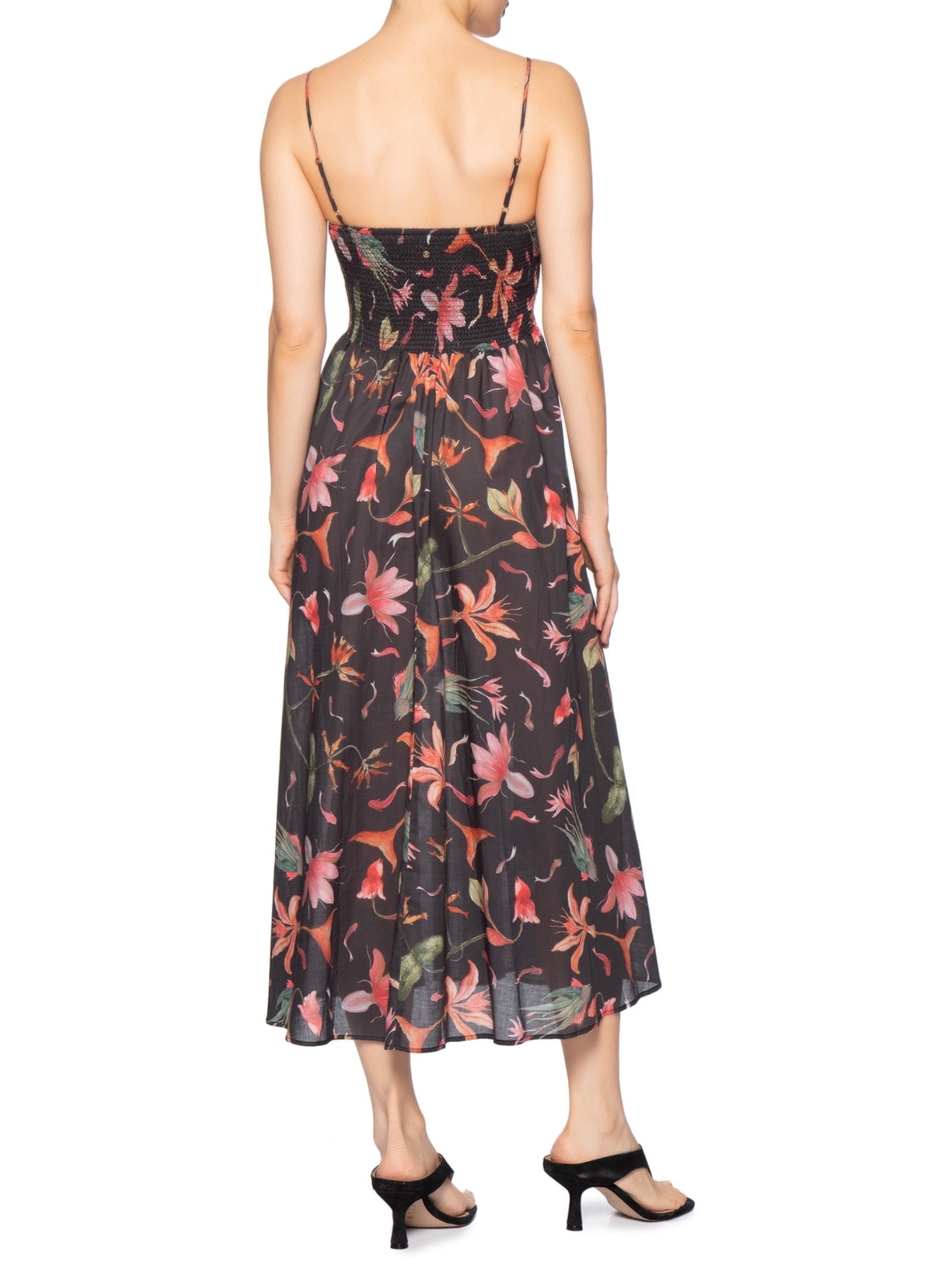 Vestido Lastex Midi Fishbloom Plum Preto Animale Resort