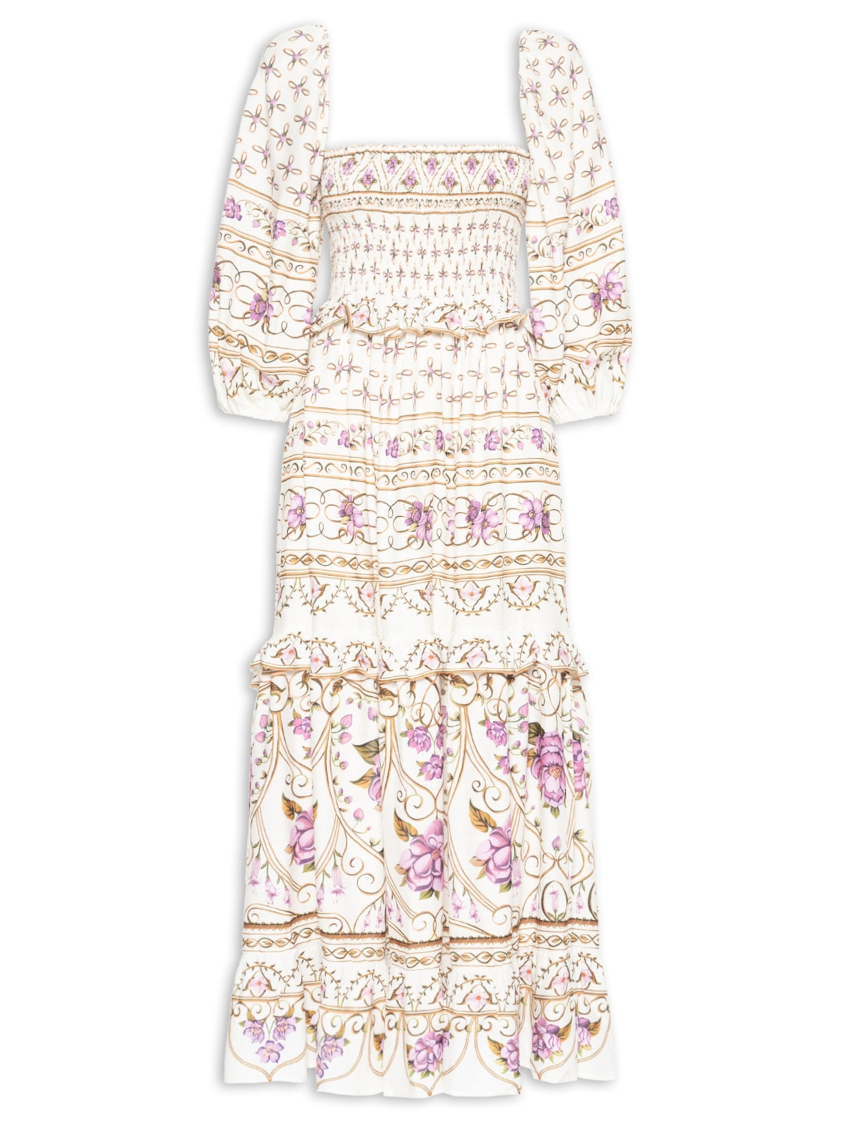 Vestido Lastex Poesia De Flor Branco Farm