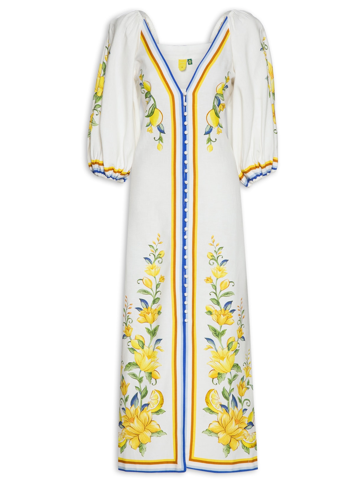 Vestido Lenço Bordado Flora - Amarelo
