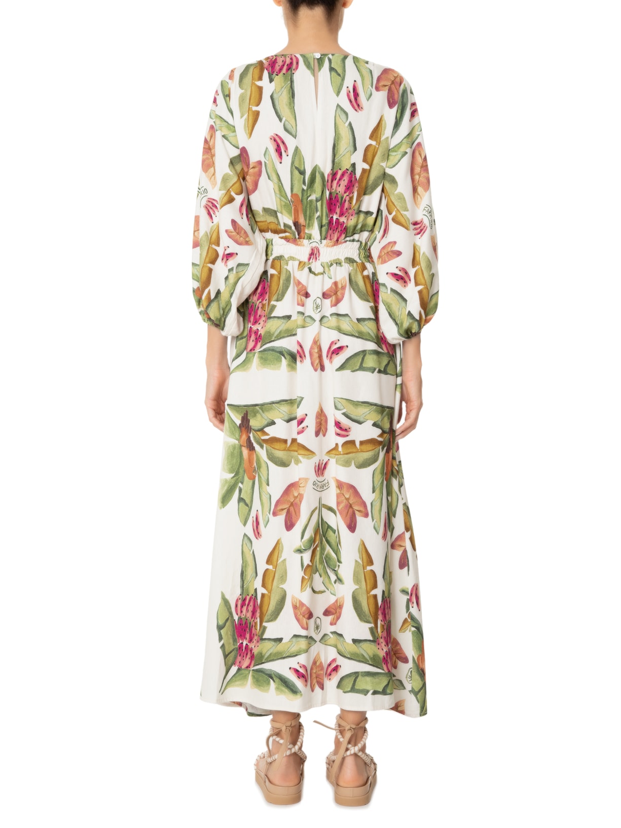 Vestido Lenço Folhagem de Verão Verde Farm