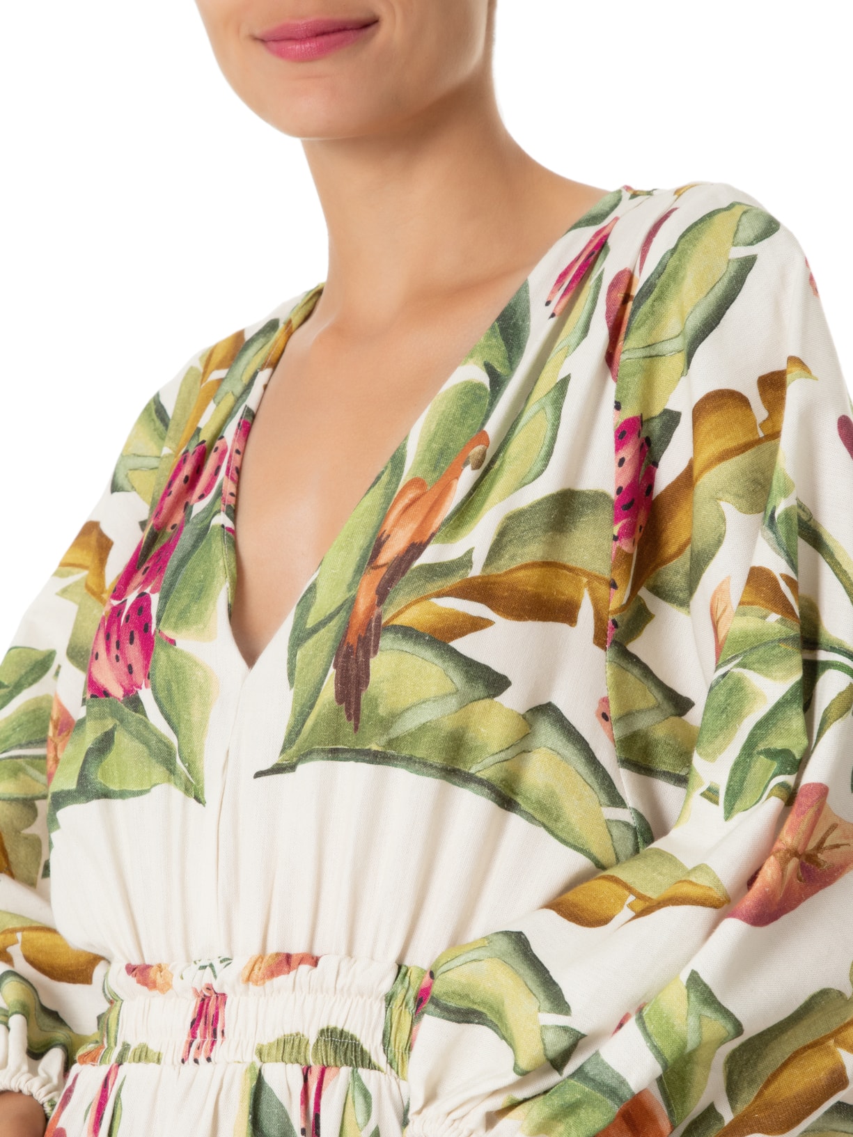 Vestido Lenço Folhagem de Verão Verde Farm