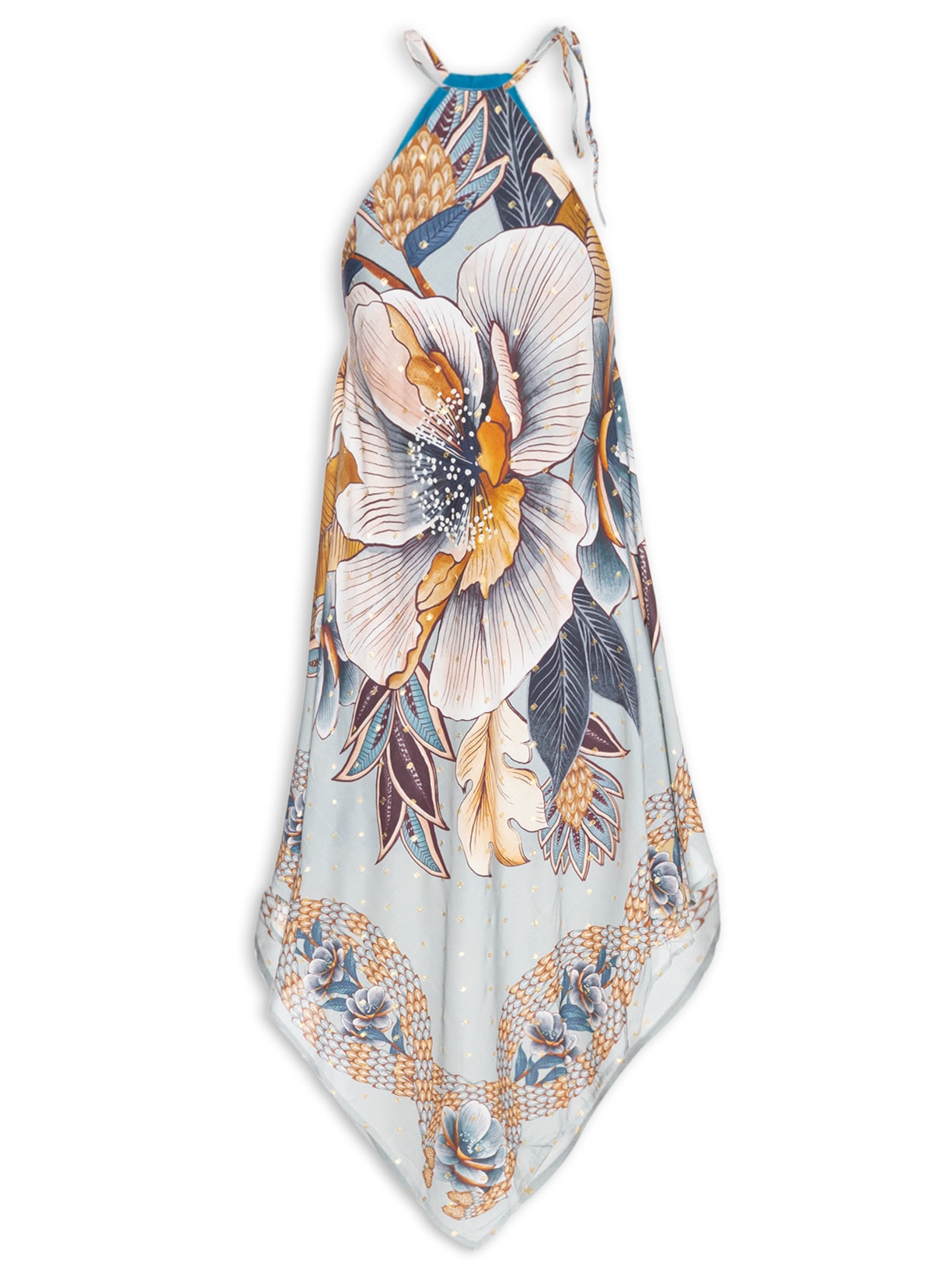 Vestido Lenço Jardim Real - Azul