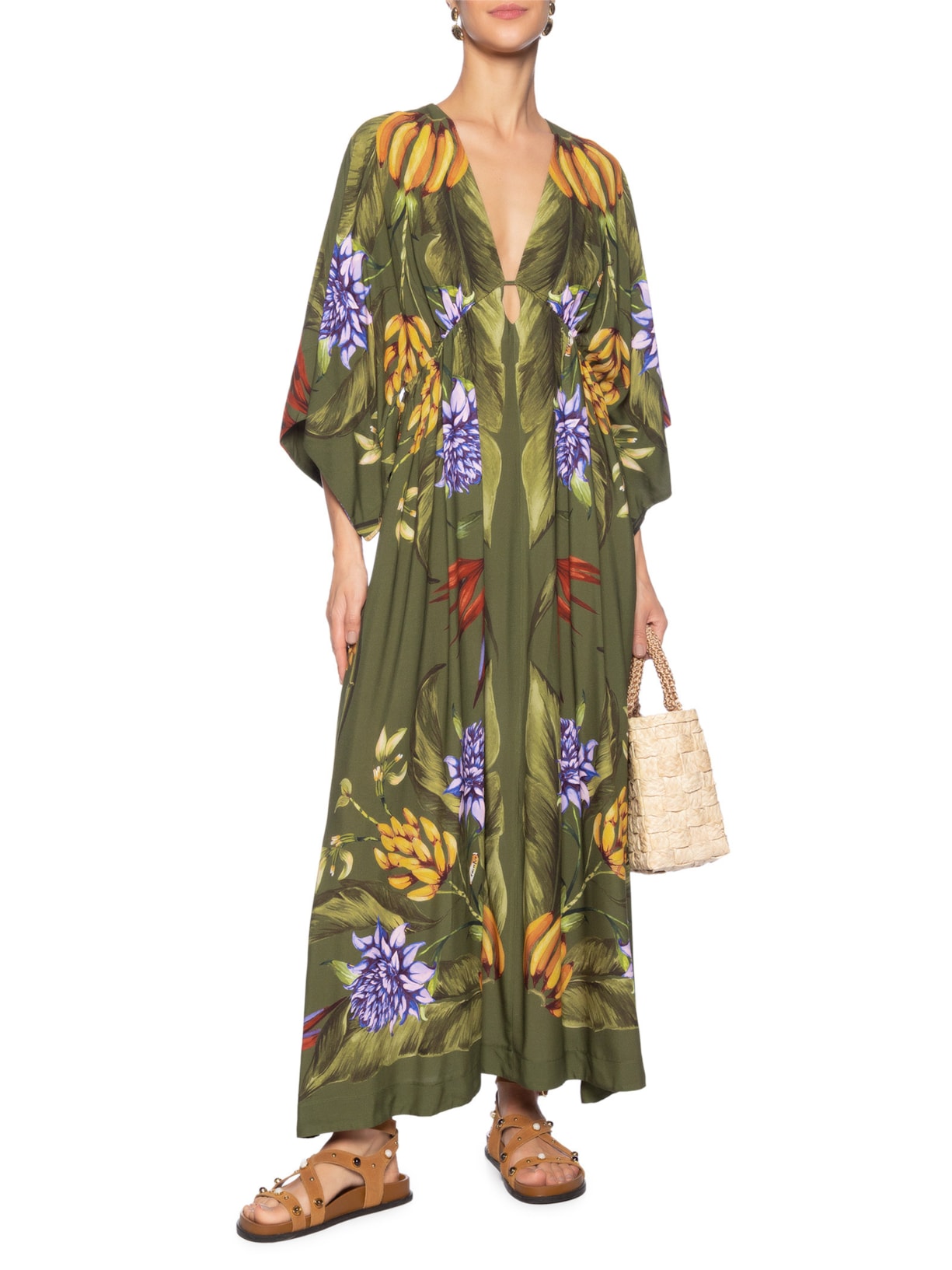 Vestido Lenço Tropical Verde Farm