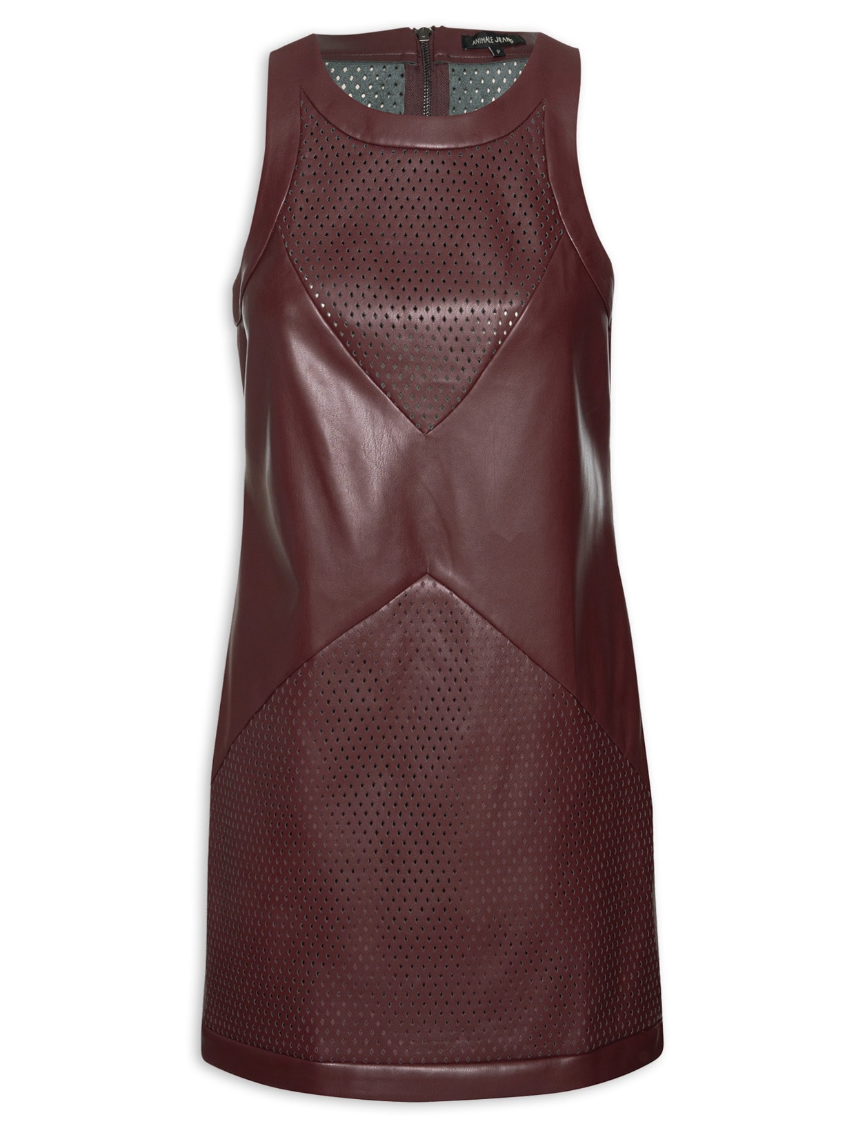 Vestido Like Leather Curto Perfurado - Marrom