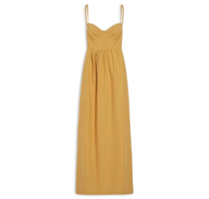 Vestido Like Linen Com Alças - Marrom