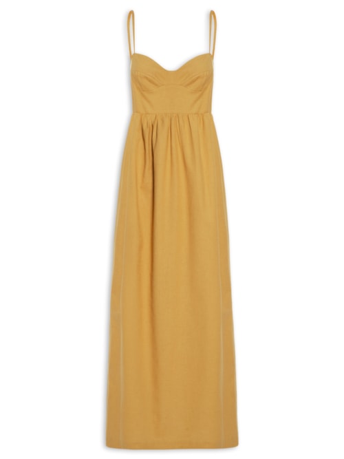 Vestido Like Linen Com Alças - Marrom