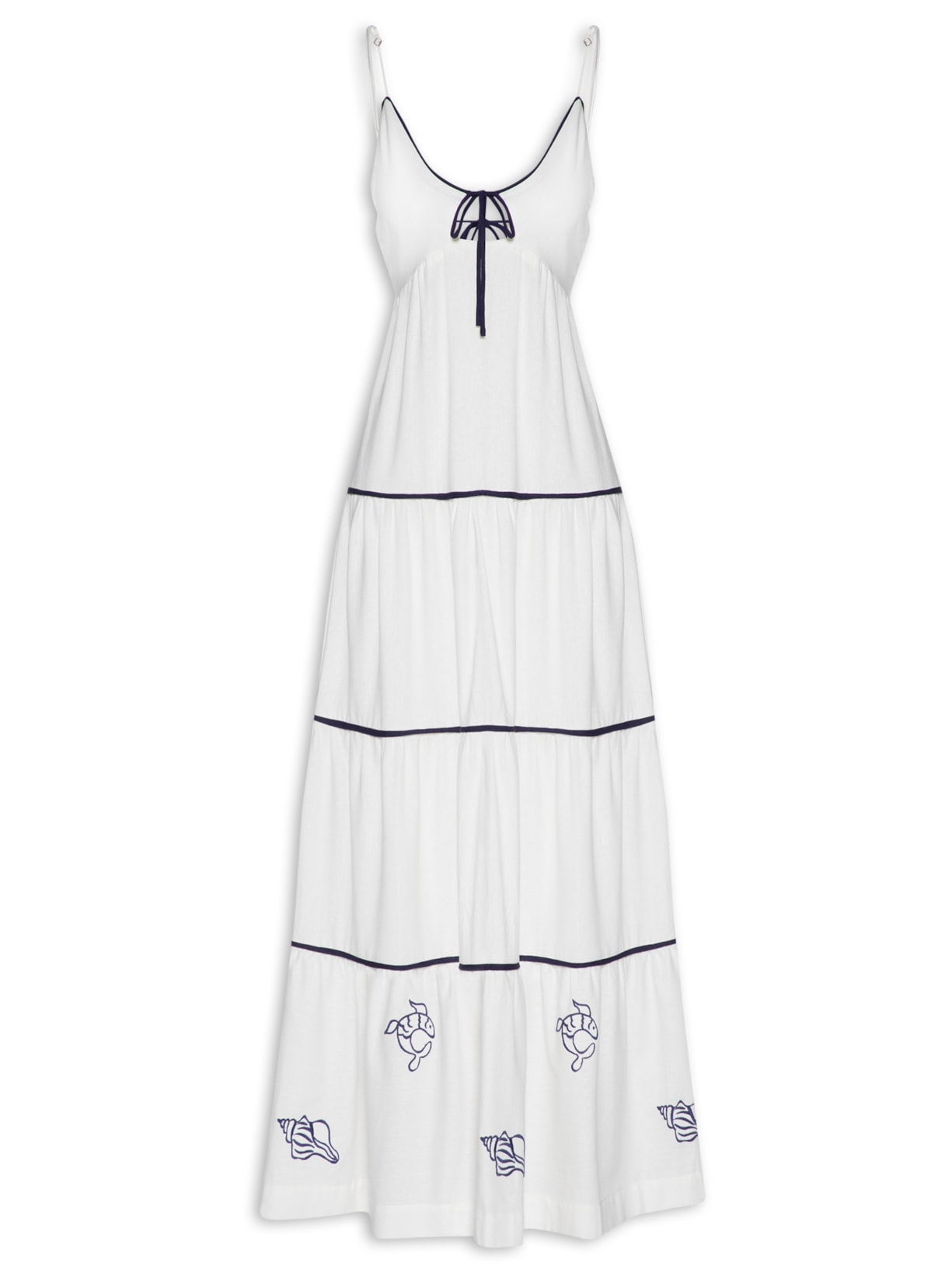 Vestido Linho Bordado Pintado - Off White