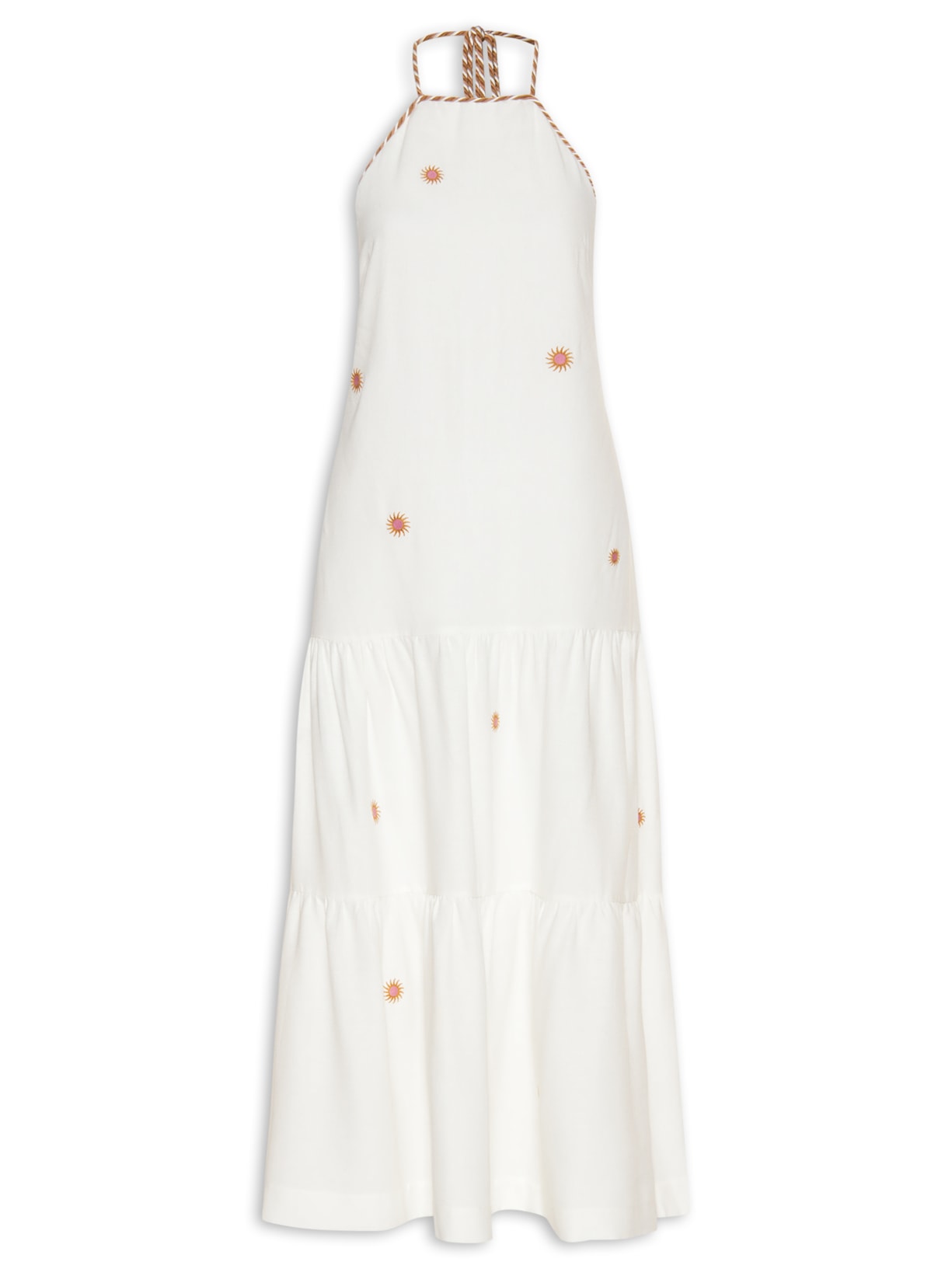 Vestido Linho Bordado Sol - Off White
