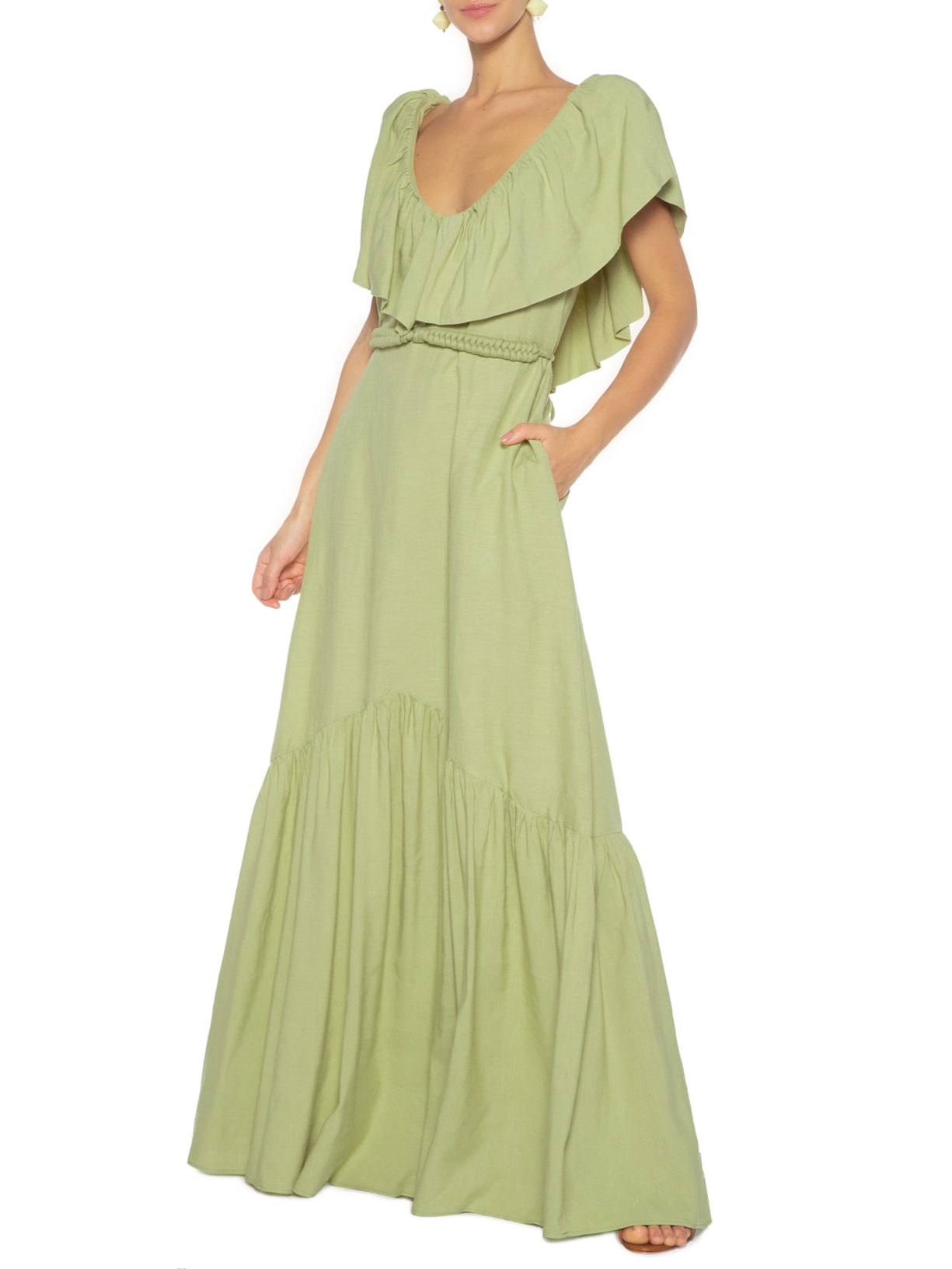 Vestido Linho Cecília Verde Oasis