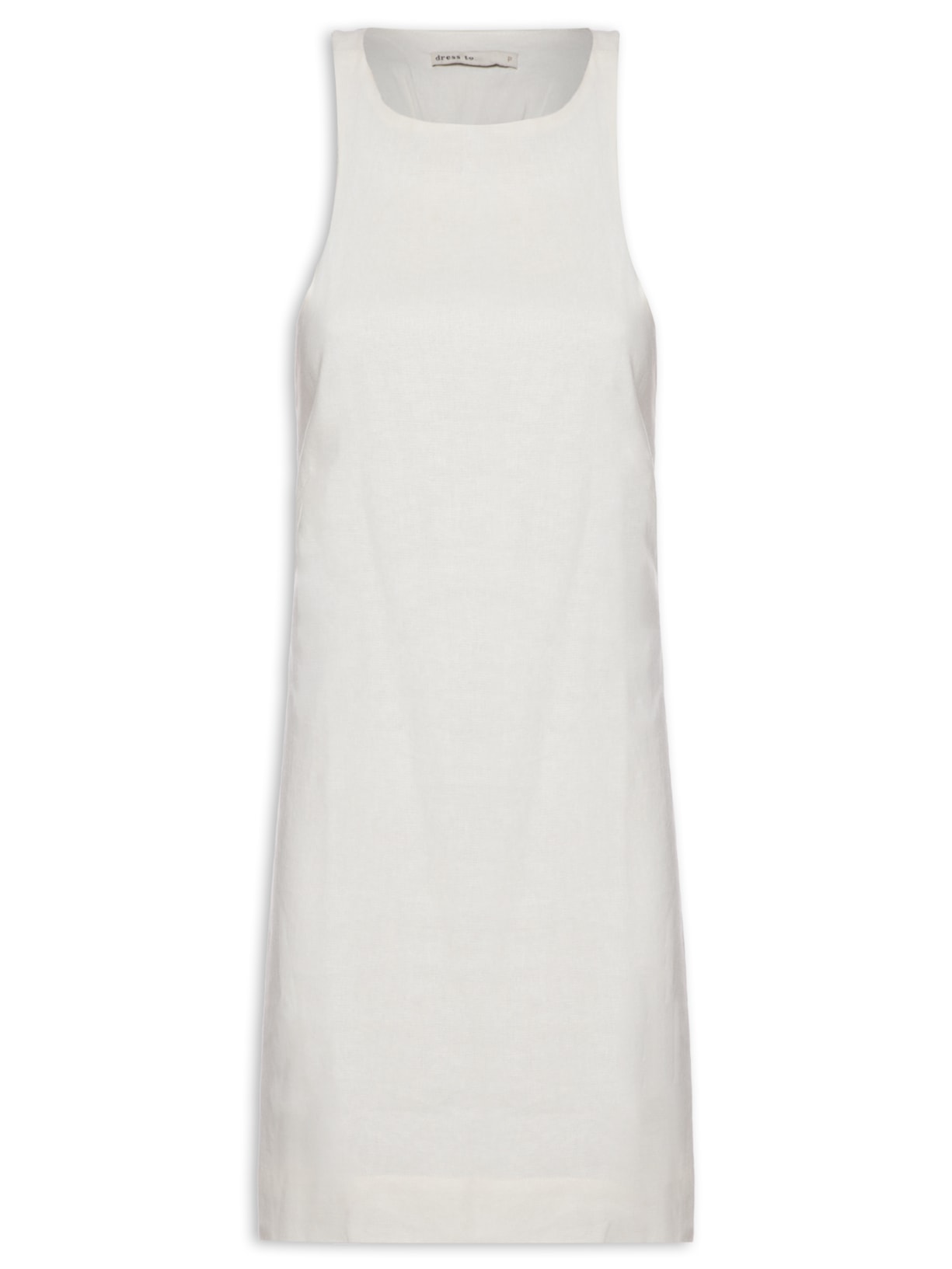 Vestido Linho Curto Decote Nadador - Off White