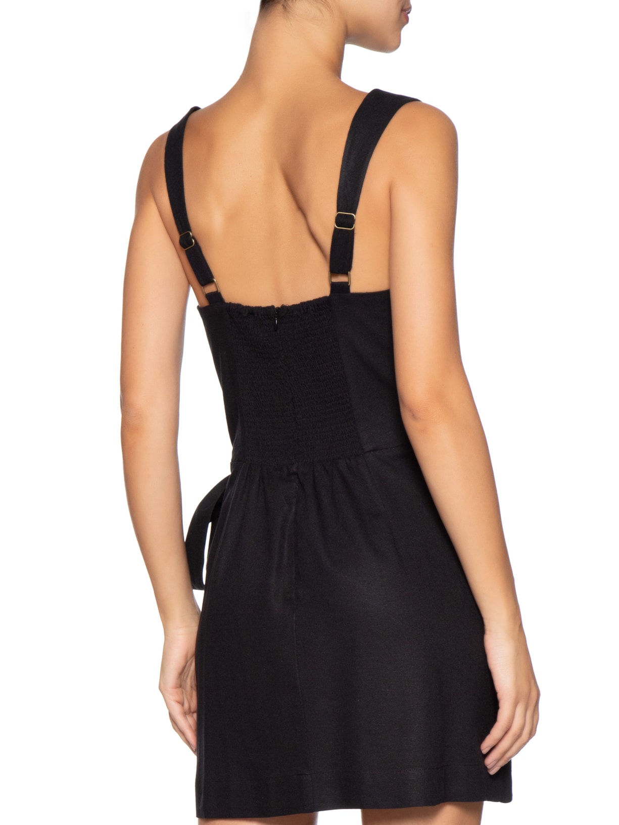 Vestido Linho Curto Preto Farm