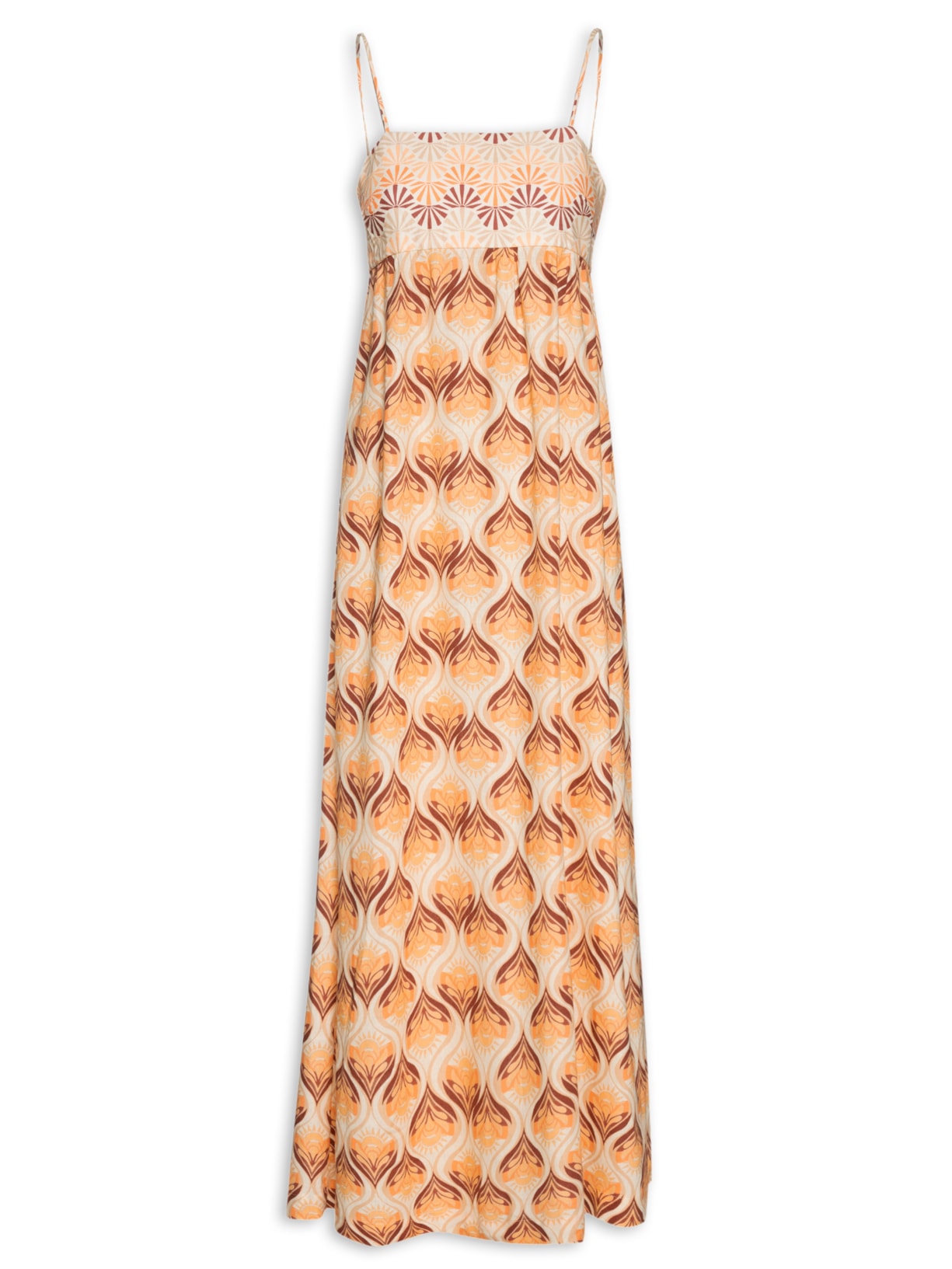 Vestido Linho Estampa Luz Mix - Bege