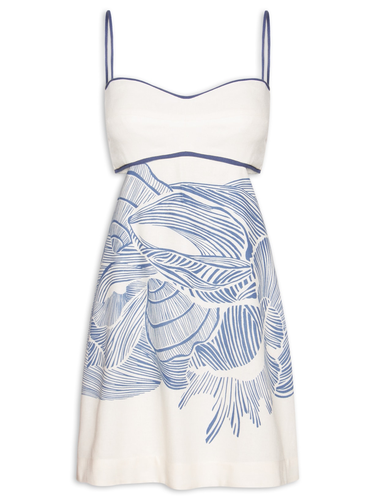 Vestido Linho Estampa Mergulho - Branco