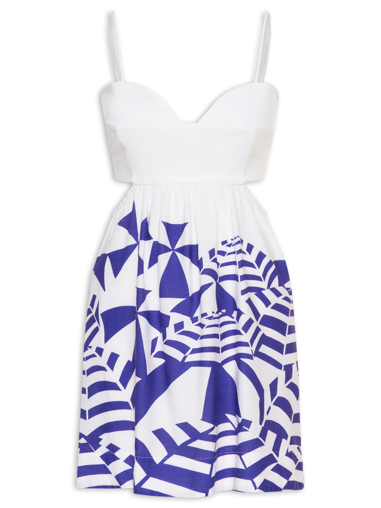 Vestido Linho Estampa Ombrelone - Branco