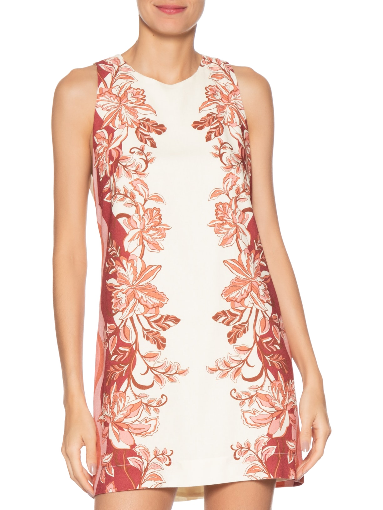 Vestido Linho Estampa Onda Floral Bege Dress To