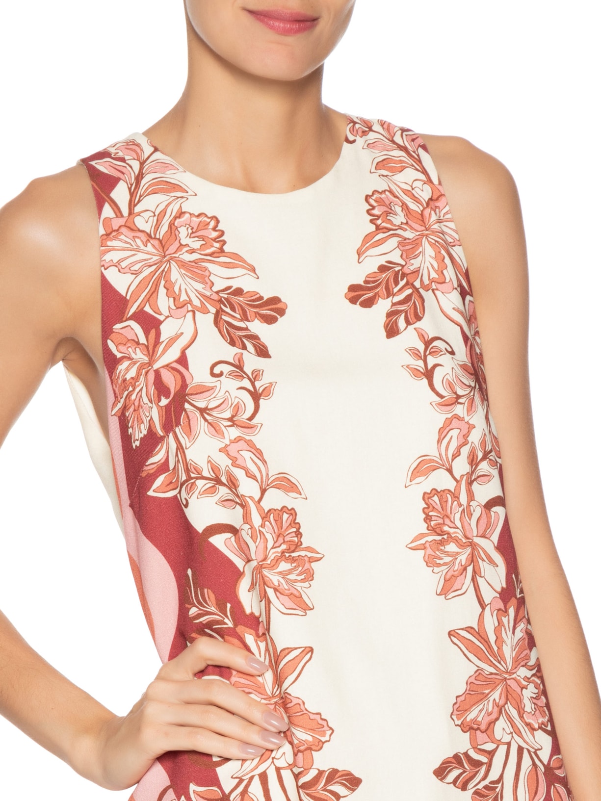 Vestido Linho Estampa Onda Floral Bege Dress To