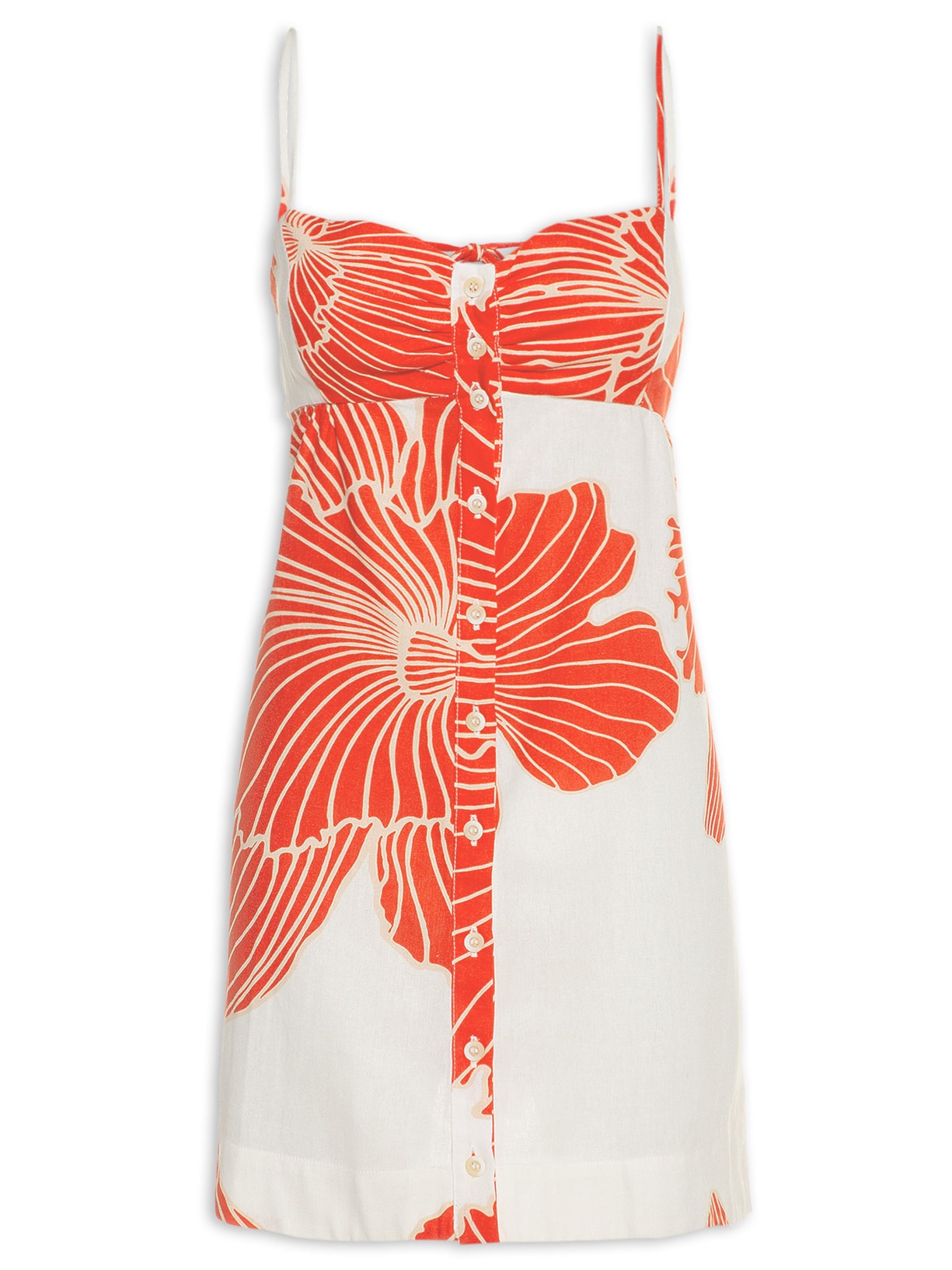 Vestido Linho Estampa Ondina - Branco