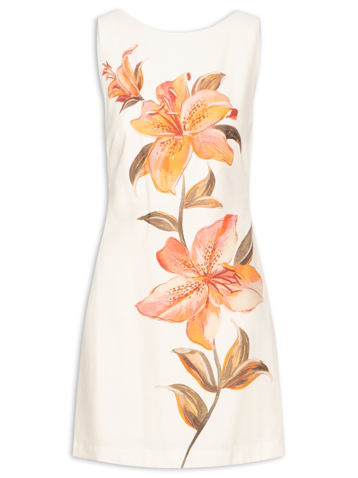 Vestido Linho Estampa Pólen - Bege