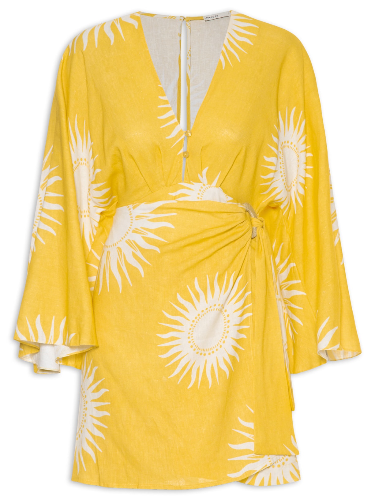 Vestido Linho Estampa Solare - Amarelo