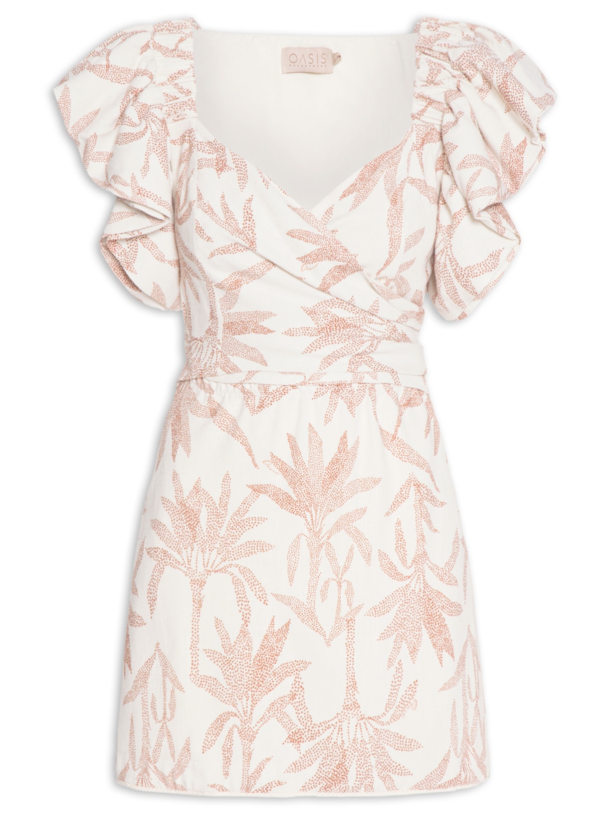 Vestido Linho Estampado Hana - Bege