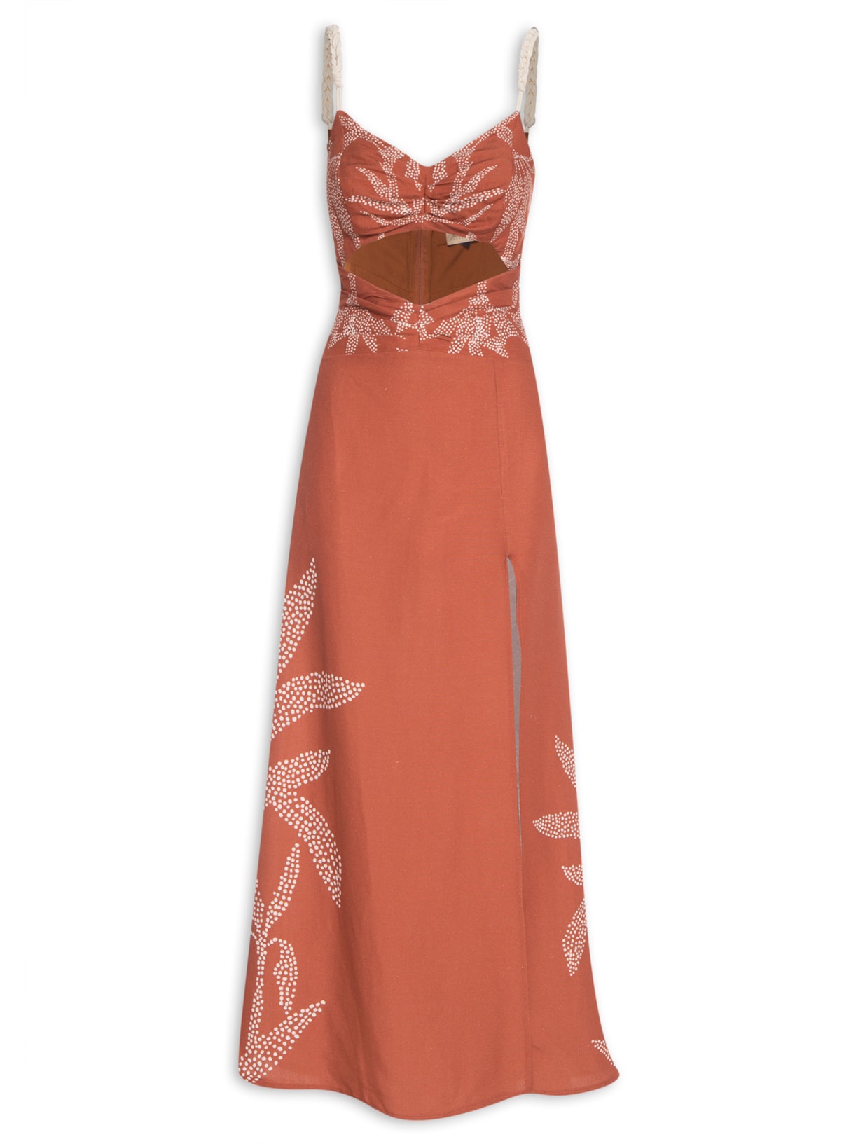 Vestido Linho Estampado Jasmine - Marrom