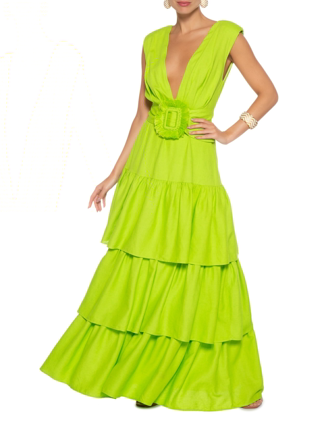 Vestido Linho Ester Verde Oasis